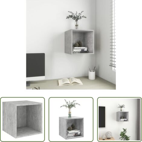 vidaXL Mobile per parete -  Mobile a Muro Grigio Cemento 37x37x37 cm in Legno Multistrato
