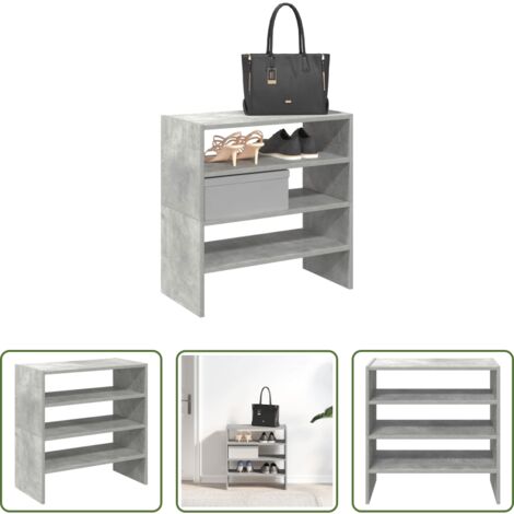 vidaXL Mobile per scarpe -  Scarpiere 2 pz Impilabili Grigio Cemento 60x30x30,5 cm