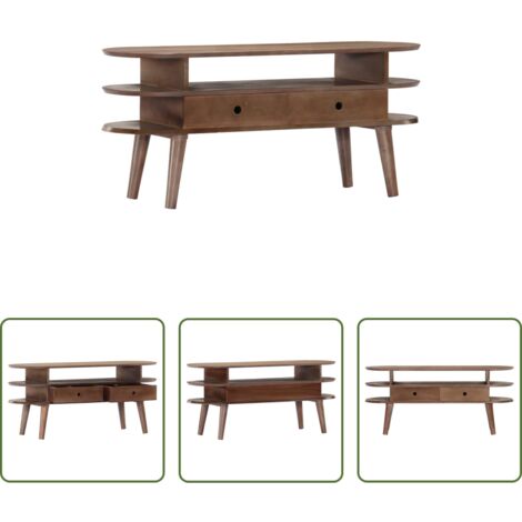 vidaXL Mobile per TV -  Mobile Porta TV 110x35x50cm in Legno Massello di Acacia