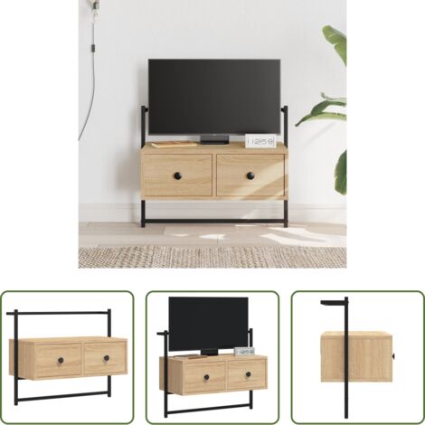 vidaXL Mobile per TV -  Mobile TV a Muro Rovere Sonoma 60,5x30x51 cm Legno Multistrato