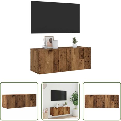 vidaXL Mobile per TV -  Mobile TV a Parete Legno Antico 80x30x30 cm in Truciolato