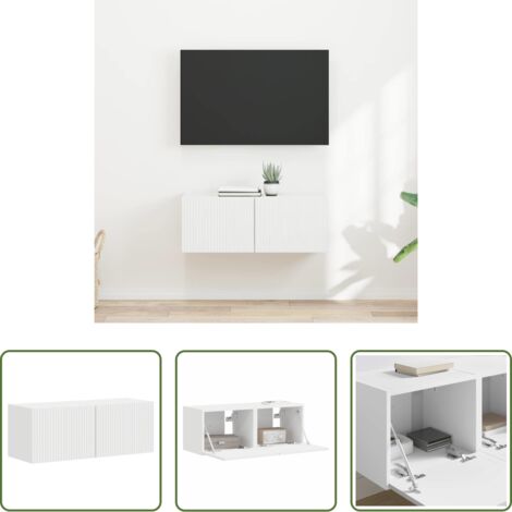 vidaXL Mobile per TV -  Mobile TV da parete 2 pcs Bianco 60 x 31 x 29.5 cm