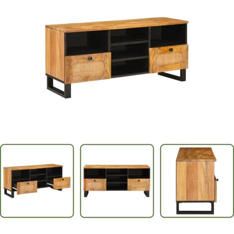 vidaXL Mobile per TV -  Mobile TV Marrone 100 x 33 x 46 cm Legno di mango massello