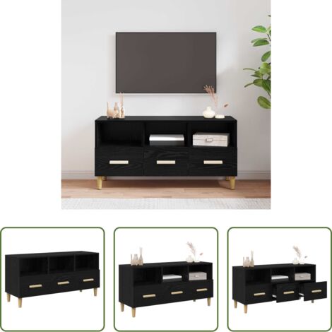 vidaXL Mobile per TV -  Mobile TV Rovere Nero 102 x 36 x 50 cm Legno multistrato