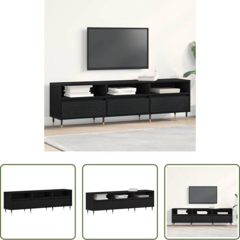 vidaXL Mobile per TV -  Mobile TV Rovere Nero 150 x 30 x 44,5 cm Legno multistrato