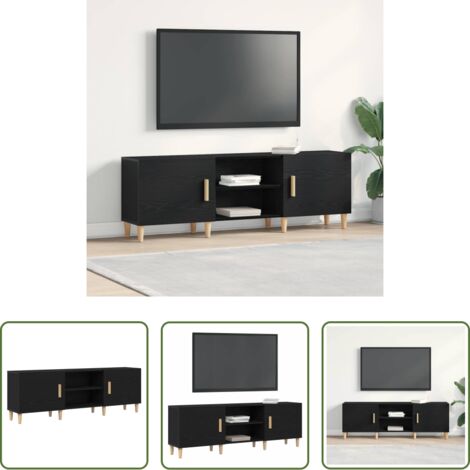 vidaXL Mobile per TV -  Mobile TV Rovere Nero 150 x 30 x 50 cm Legno multistrato