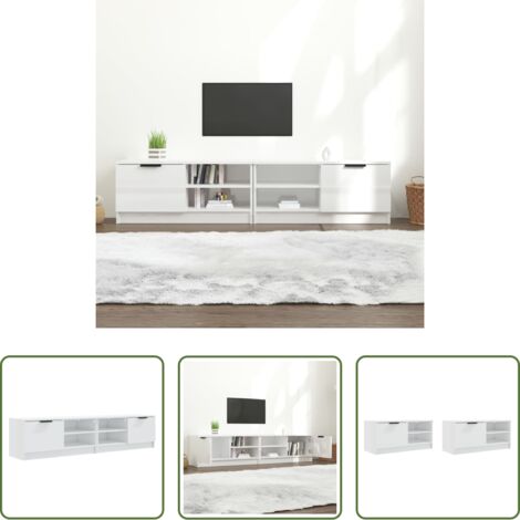 vidaXL Mobile per TV -  Mobili Porta TV 2pz Bianco Lucido 80x35x45 cm Legno Multistrato