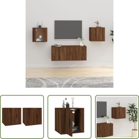 vidaXL Mobile per TV -  Mobili Porta TV a Parete 2 pz Rovere Marrone 40x34,5x40 cm