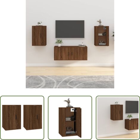 vidaXL Mobile per TV -  Mobili Porta TV a Parete 2 pz Rovere Marrone 40x34,5x60 cm