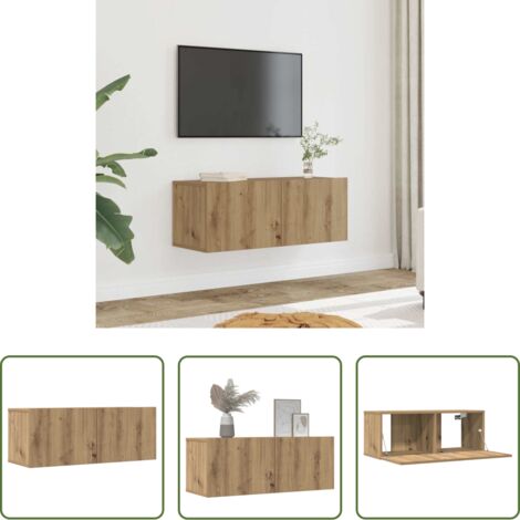 vidaXL Mobile per TV -  Mobili TV a Parete 2pz Rovere Artigianale 80x30x30 cm