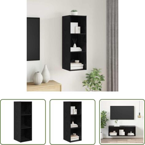 vidaXL Mobile per TV -  Set mobile TV Rovere Nero 37 x 37 x 107 cm Legno multistrato