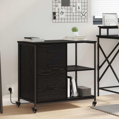 vidaXL Mobile per Ufficio con ruota Rovere nero 76 x 41 x 72 cm