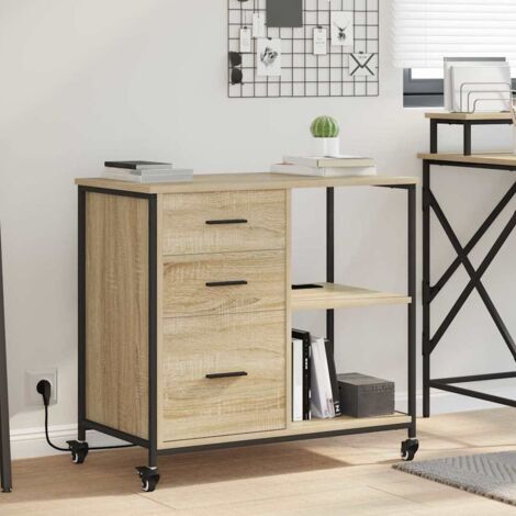 vidaXL Mobile per Ufficio con ruota rovere sonoma 76 x 41 x 72 cm