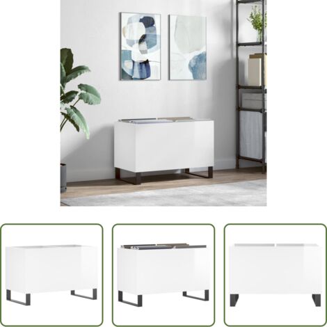 vidaXL Mobile per vinili -  Mobile Porta Dischi Bianco Lucido 74,5x38x48 Legno Multistrato