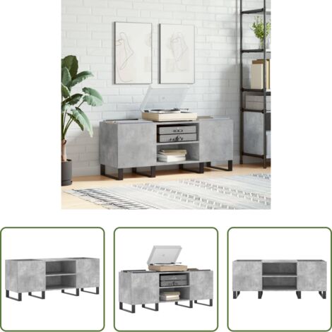 vidaXL Mobile per vinili -  Mobile Porta Dischi Grigio Cemento 121x38x48 Legno Multistrato