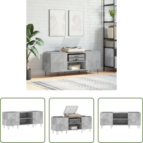 vidaXL Mobile per vinili -  Mobile Porta Dischi Grigio Cemento 121x38x48 Legno Multistrato