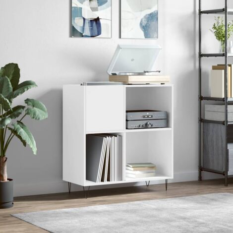 vidaXL Mobile Porta Dischi Bianco 84,5x38x89 cm in Legno