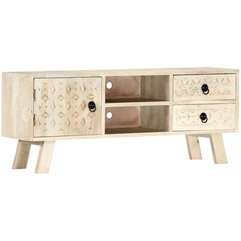 vidaXL Mobile Porta TV 110x30x44 cm in Legno Massello di Mango