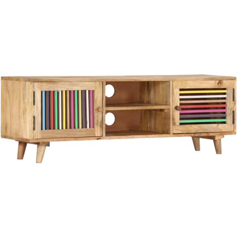 vidaXL Mobile Porta TV 120x30x40 cm in Legno Massello di Mango