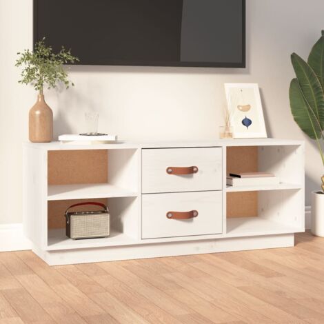 vidaXL Mobile Porta TV Bianco 100x34x40 cm in Legno Massello di Pino