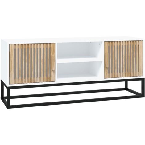 vidaXL Mobile Porta TV Bianco 105x30x45cm in Legno Multistrato e Ferro