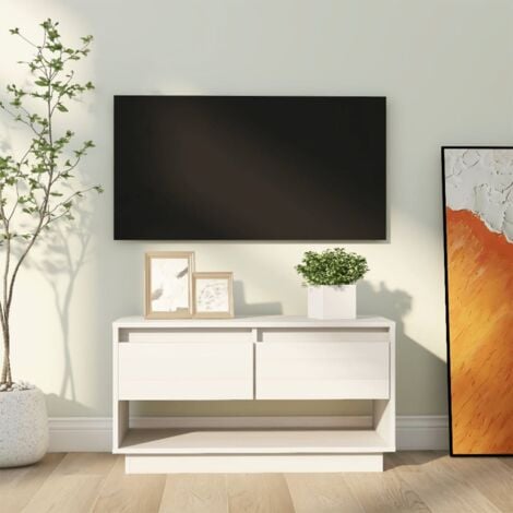 vidaXL Mobile Porta TV Bianco 74x34x40 cm in Legno Massello di Pino