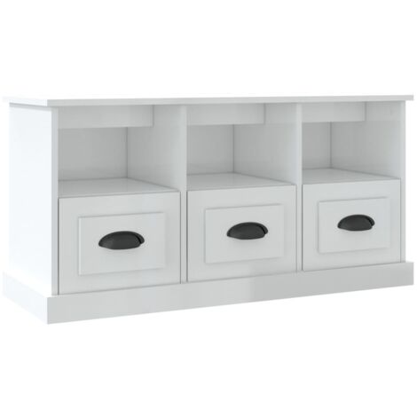 vidaXL Mobile Porta TV Bianco Lucido 100x35x50 cm in Legno Multistrato