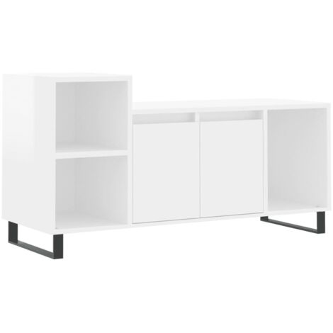 vidaXL Mobile Porta TV Bianco Lucido 100x35x55 cm in Legno Multistrato