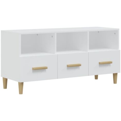 vidaXL Mobile Porta TV Bianco Lucido 102x36x50 cm in Legno Multistrato