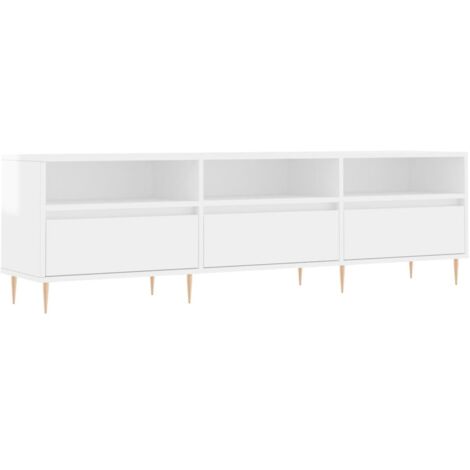 vidaXL Mobile Porta TV Bianco Lucido 150x30x44,5 cm Legno Multistrato