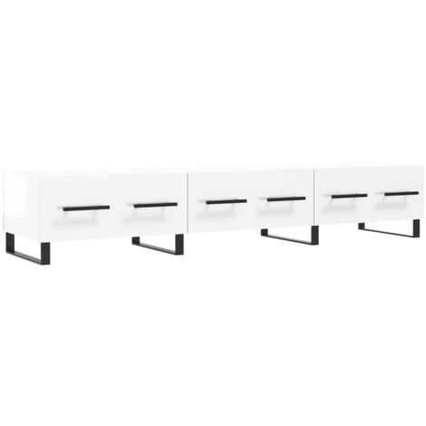 vidaXL Mobile Porta TV Bianco Lucido 150x36x30 cm in Legno Multistrato