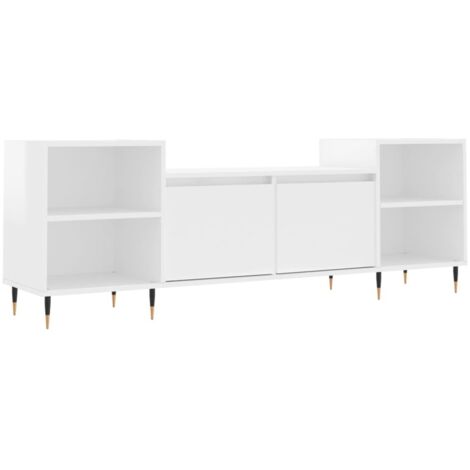 vidaXL Mobile Porta TV Bianco Lucido 160x35x55 cm in Legno Multistrato
