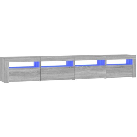 vidaXL Mobile Porta TV con Luci LED Grigio Sonoma 240x35x40 cm