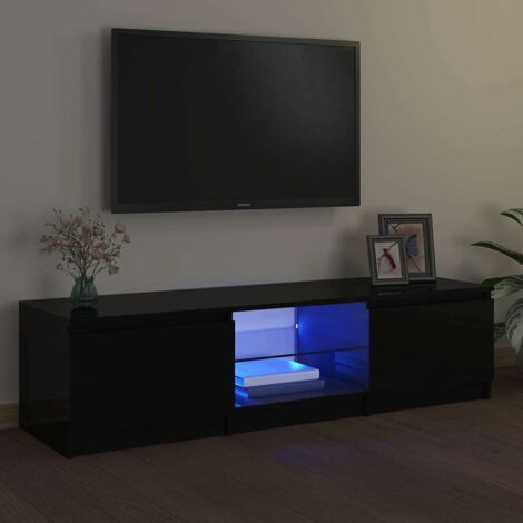 Mobile Porta Tv Con Luci LED Nero Lucido 120x35x40 Cm Mobili Soggiorno