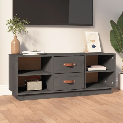 vidaXL Mobile Porta TV Grigio 100x34x40 cm in Legno Massello di