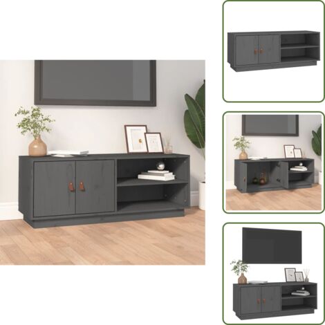 - vidaXL Mobile Porta TV Grigio 105x34x40 cm in Legno Massello di Pino -