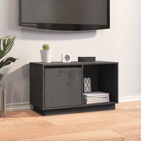 vidaXL Mobile Porta TV Grigio 74x35x44 cm in Legno Massello di