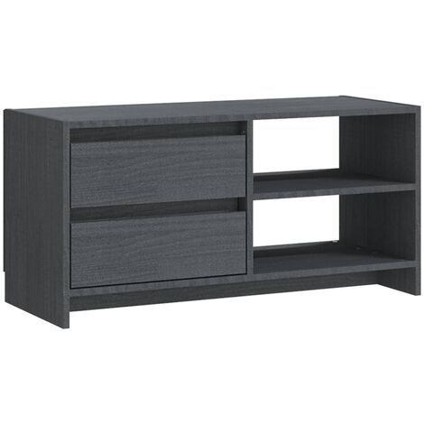 vidaXL Mobile Porta TV Grigio 80x31x39 cm in Legno Massello di Pino