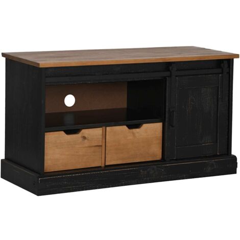 vidaXL Mobile Porta TV HALDEN con Anta Scorrevole Nero 110x40x60 cm