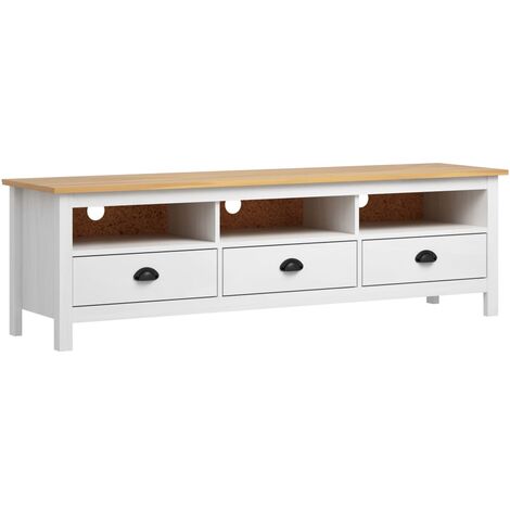 vidaXL Mobile Porta TV Hill Bianco 158x40x47 cm in Legno di Pino
