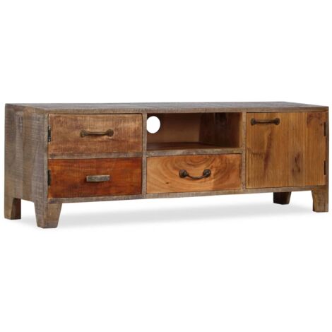 vidaXL Mobile Porta TV in Legno di Acacia Stile Vintage 118x30x40 cm