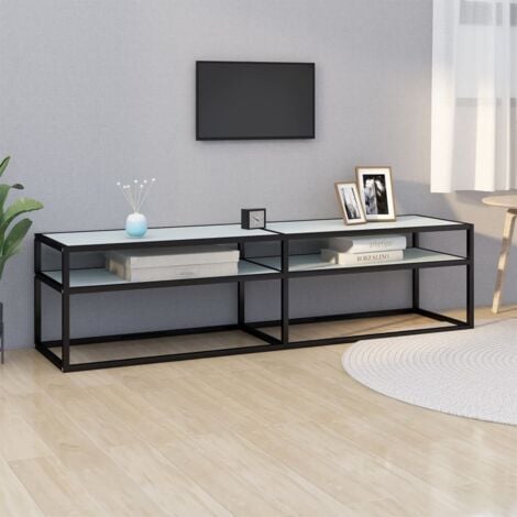 vidaXL Mobile Porta TV Marmo Bianco 160x40x40,5 cm in Vetro Temperato