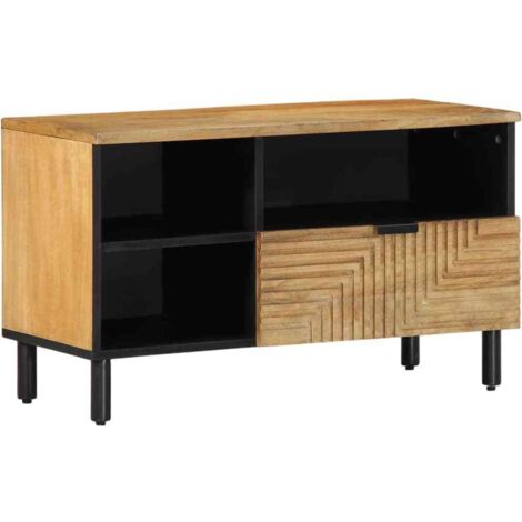 vidaXL Mobile Porta TV Marrone 80x33x46 cm in Legno Massello di Mango