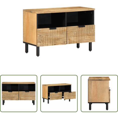 vidaXL Mobile Porta TV -  Mobile Porta TV Marrone 70x33x46 cm in Legno Massello di Mango