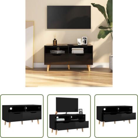 vidaXL Mobile porta TV -  Mobile Porta TV Nero Lucido 90x40x48,5 cm Legno Multistrato