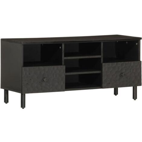 vidaXL Mobile Porta TV Nero 100x33x46 cm in Legno Massello di Mango