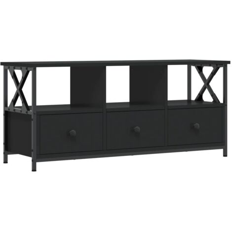 vidaXL Mobile Porta TV Nero 102x33x45 cm in Legno Multistrato e Ferro