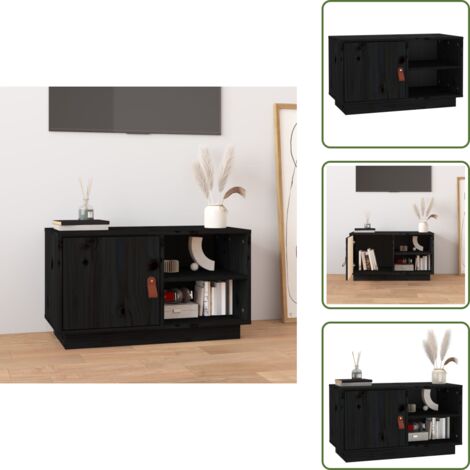 - vidaXL Mobile Porta TV Nero 70x34x40 cm in Legno Massello di Pino -