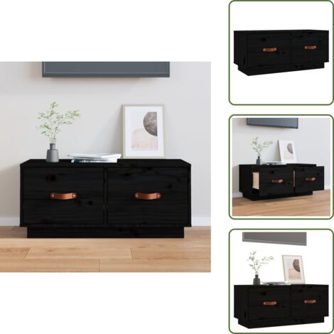 - vidaXL Mobile Porta TV Nero 80x34x35 cm in Legno Massello di Pino -