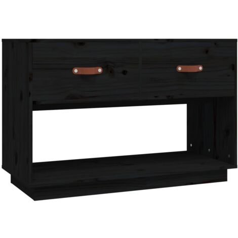 vidaXL Mobile Porta TV Nero 90x40x60 cm in Legno Massello di Pino